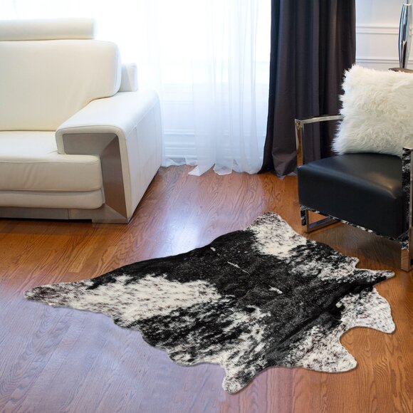 Luxe Home Decor Classic Faux Hide Rug | 1-Piece | Edinburgh s&p black/white - Picture 3 of 4